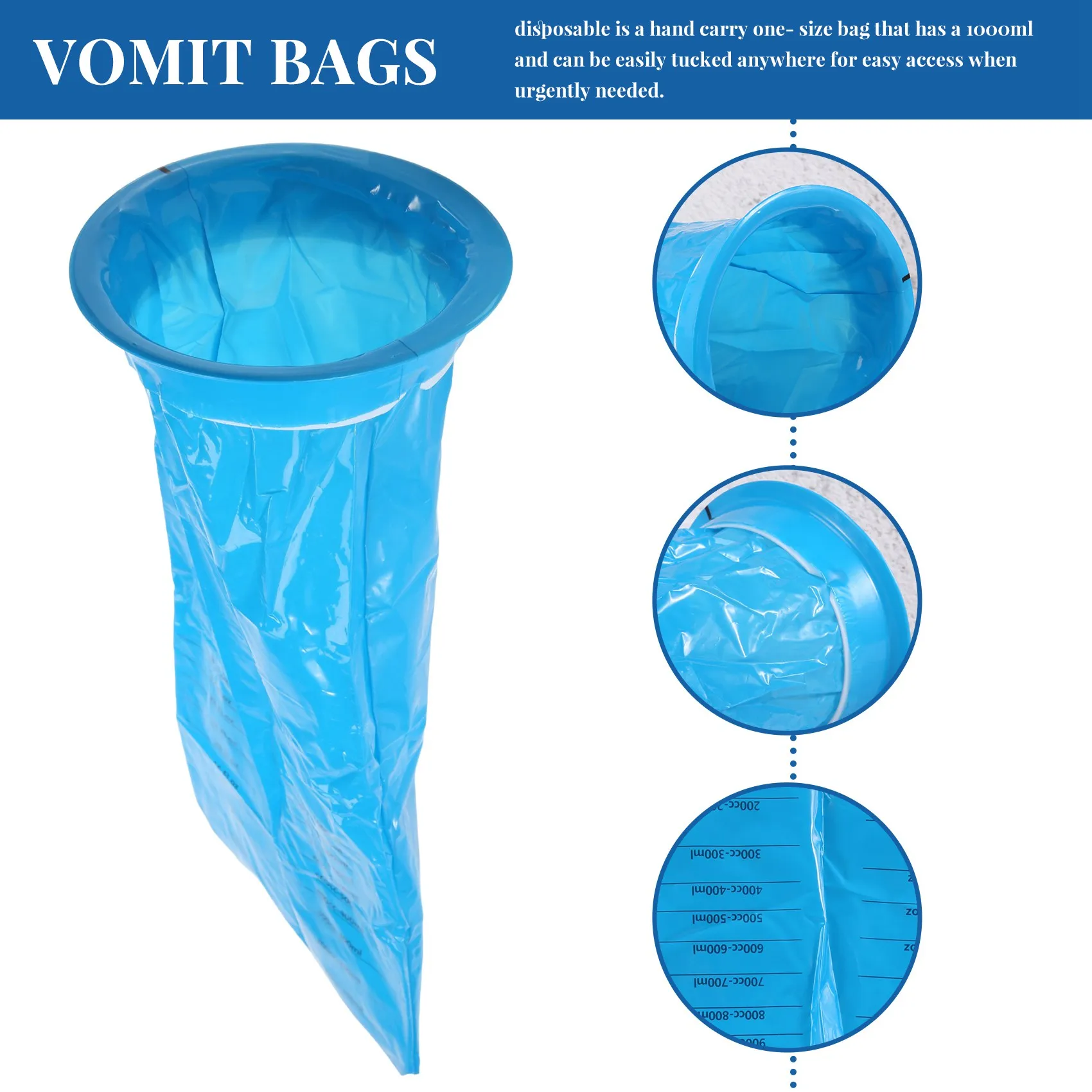 20Pcs Disposable Vomit Bags , Emesis Bags, Aircraft & Car Sickness Bag, Nausea Bags for Travel Motion Sickness TQ