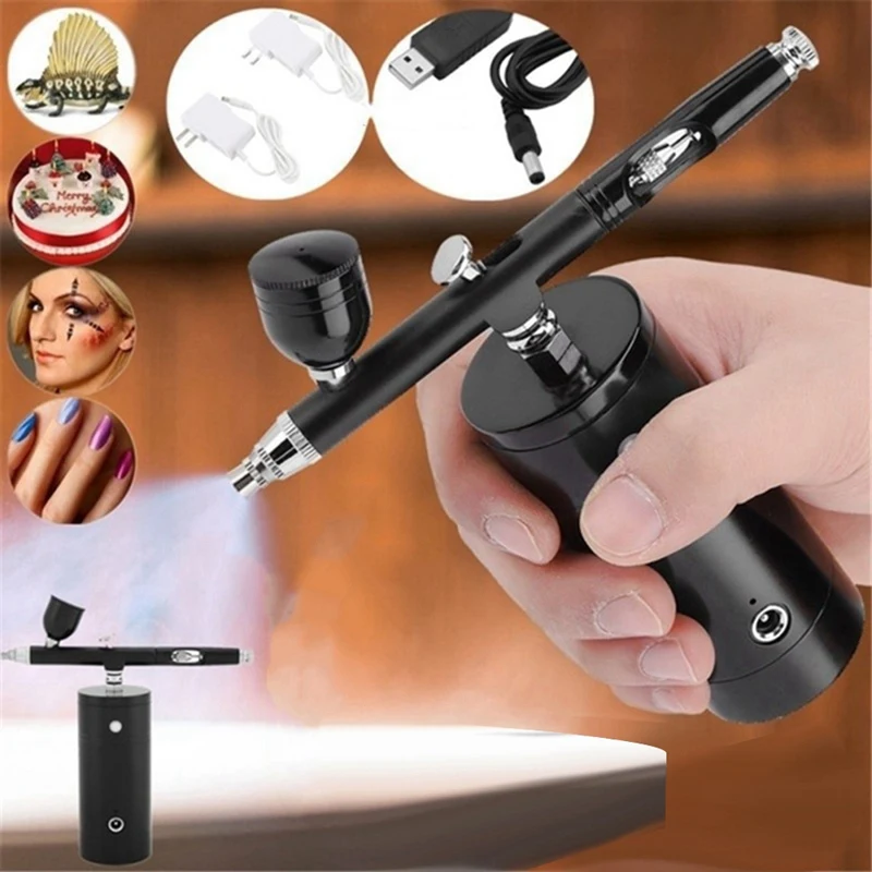 Multi-Purpose Airbrush Air Compressor Kit Paint Spray Sprayer Kit Dual Action 0.3Mm Nozzle