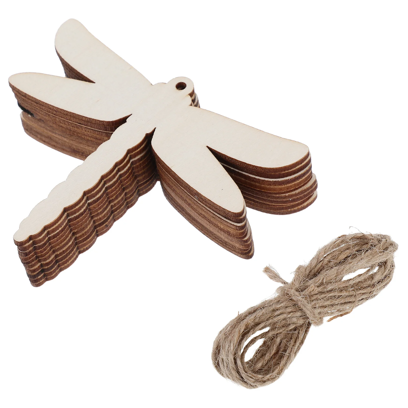 20개 빈 동물 모양 나무 잠자리 모양 DIY 페인팅 염색 공예 용품 잠자리 나무 벽 장식