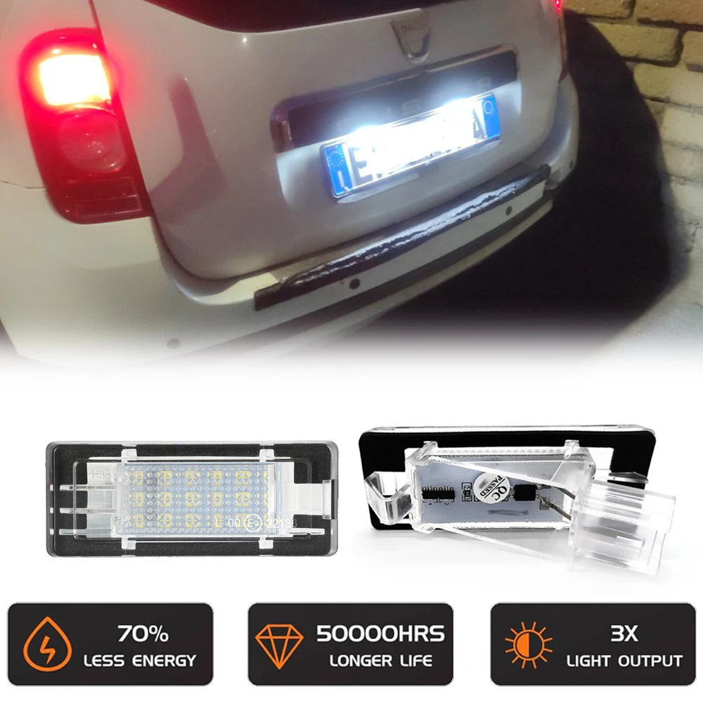 

2Pcs Free Error LED Backup License Plate Light for Dacia Duster MK1 Logan MK2 Lodgy MCV Renault Zoe Modus Laguna Latitude Scenic
