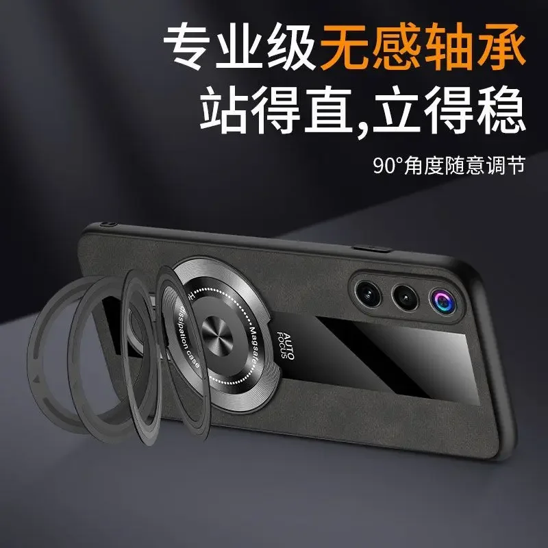 For ZTE Nubia Red Magic10 Air Case Fashion Porsche Bracket Lambskin Anti-fall Cover For Nubia Red Magic 10 10S Pro Plus Funda