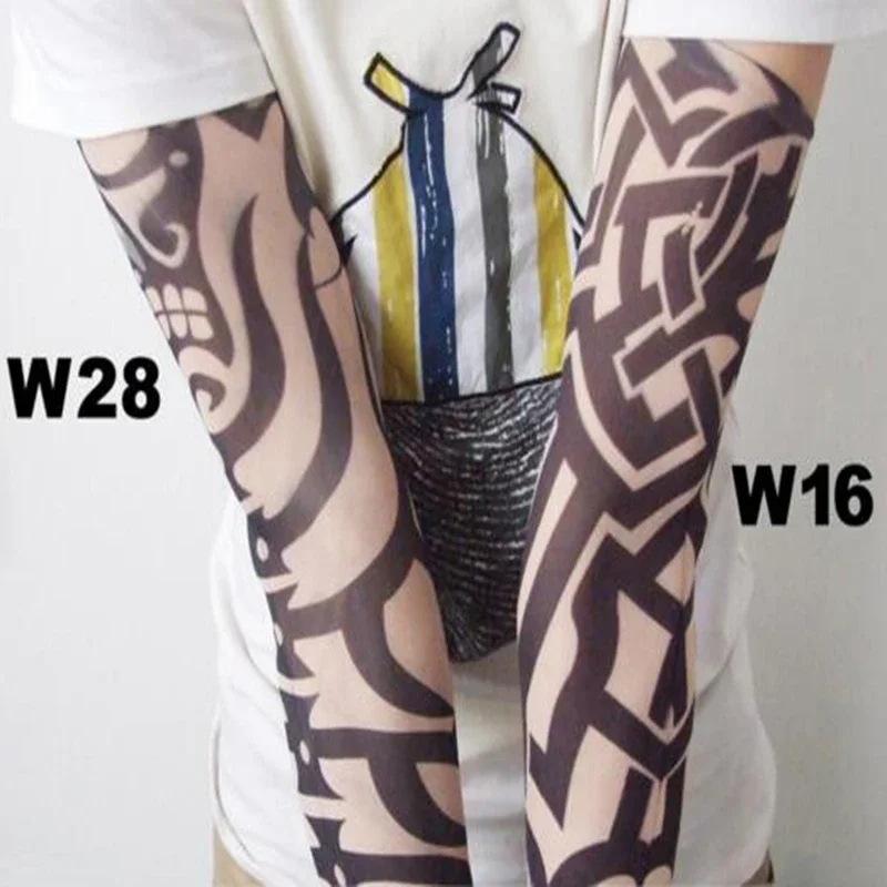 Cool  2pcs/4pcs/6Pcs/Lot Random Color Men Tattoo Sleeves Kit Elastic Nylon Arm Warmers Fake Tattoo Arm Sleeve Unisex Accessories