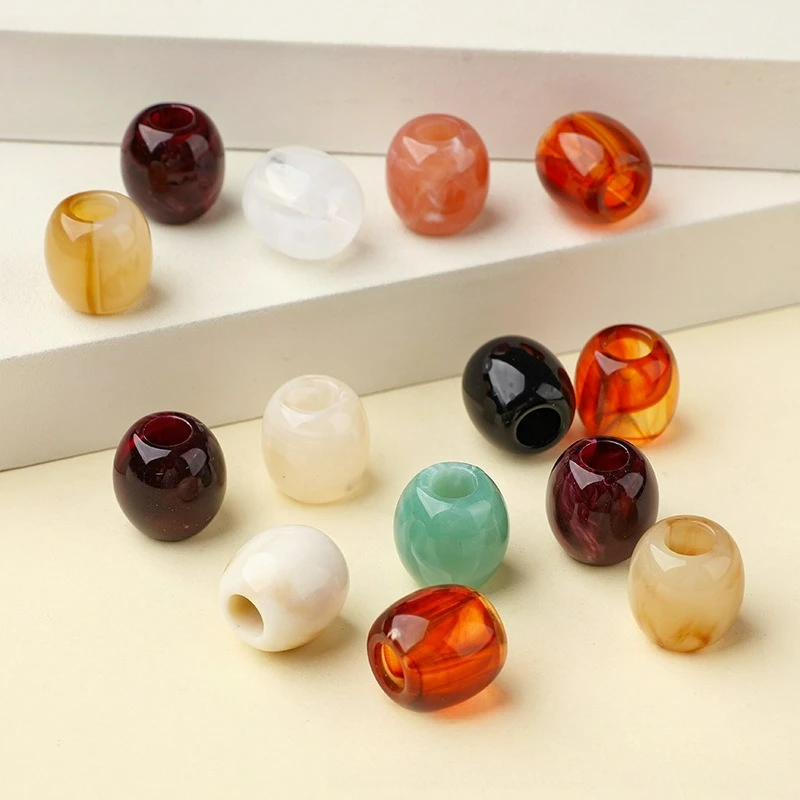 10pcs Colorful Acrylic Big Hole Beads12x12mm Round Loose Spacer Bead for Jewelry Making DIY Bracelet Necklace Crafts Accessories