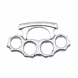 10pcs/lot 32x19mm Thick Brass Knuckles Charms For Jewelry Making Antique Silver Color 1.26x0.75inch