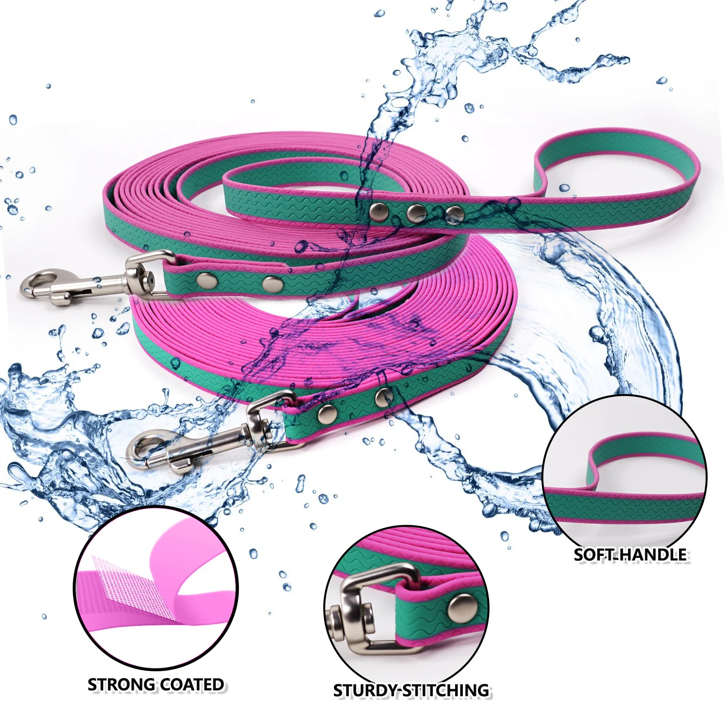 Wasserdichte Langlebige Zweifarbige PVC-Hundeleine, Weich Flexibel mit Starkem Griff, Leicht zu Reinigen für Kleine und Mittelgroße Hunde beim Spaziergang im Freien – Detail 3