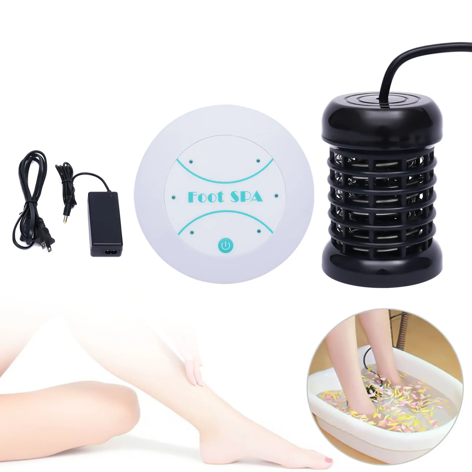

Ionic Detox Foot Bath Machine - Home Spa Ion Cleanse for Relaxation & Toxin Removal (White/Black)
