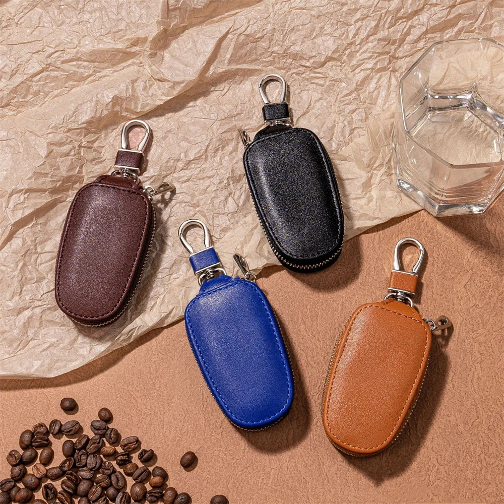 Mini Car Key Bag Men and Women Universal Car Key Storage Bag PU Leather Keychain Pouch Purse Fashion Waist Hanging Decorative