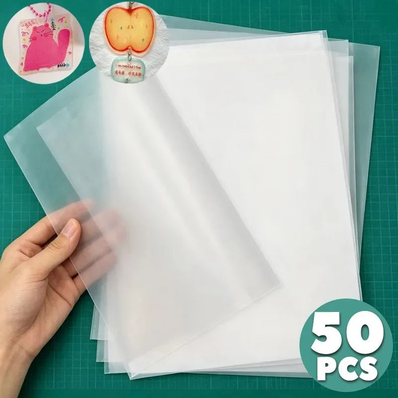 5/50pcs New Translucent Blank Shrink Plastic Sheets, DIY Crafts