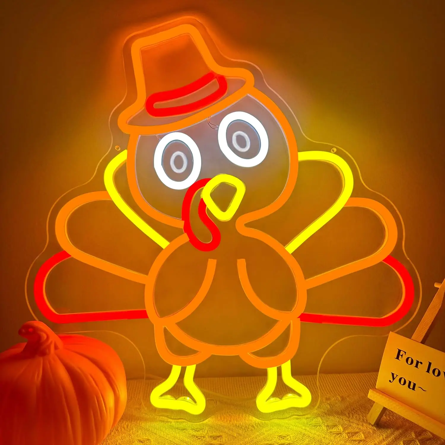 

Thanksgiving LED Neon Sign Turkey Wall Decor Holiday Home Party Window Light Thanksgiving Gift for Family Friends