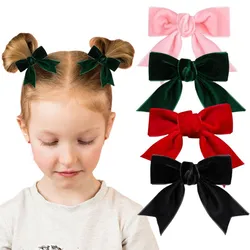 Velvet Ribbon Bow Hair Clips Handmade Barrettes Bowknot Hair Accessory Hair bow for women baby Girl Bows