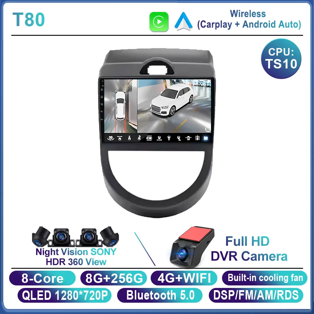 Android 16 voor Kia Soul 1 AM 2008 2009 2010 2011 Carplay Auto autoradio multimediaspeler autoradio GPS navigatie BT head unit