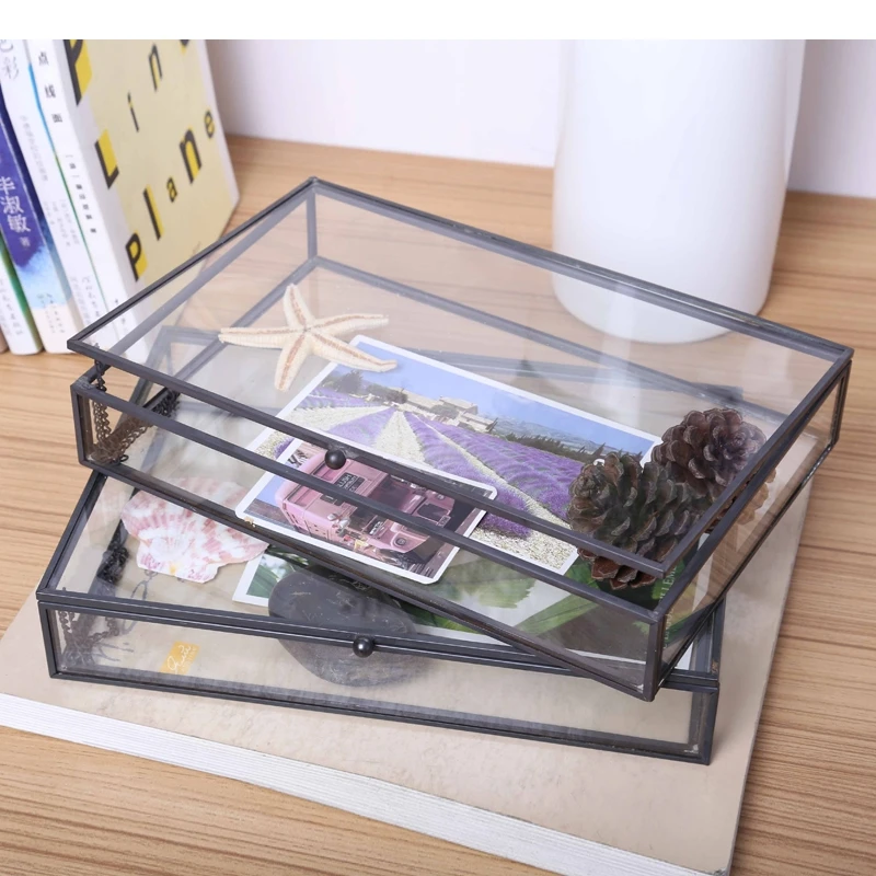 

Nordic style Retro Glass jewelry storage box display Desktop organization Home Decoration