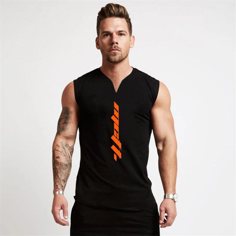 

Summer Casual Sport Tank Tops Gym Bodybuilding Sleeveless T-Shirts Mens Workout Muscle Vests Cotton Breathable Fitness Clothing