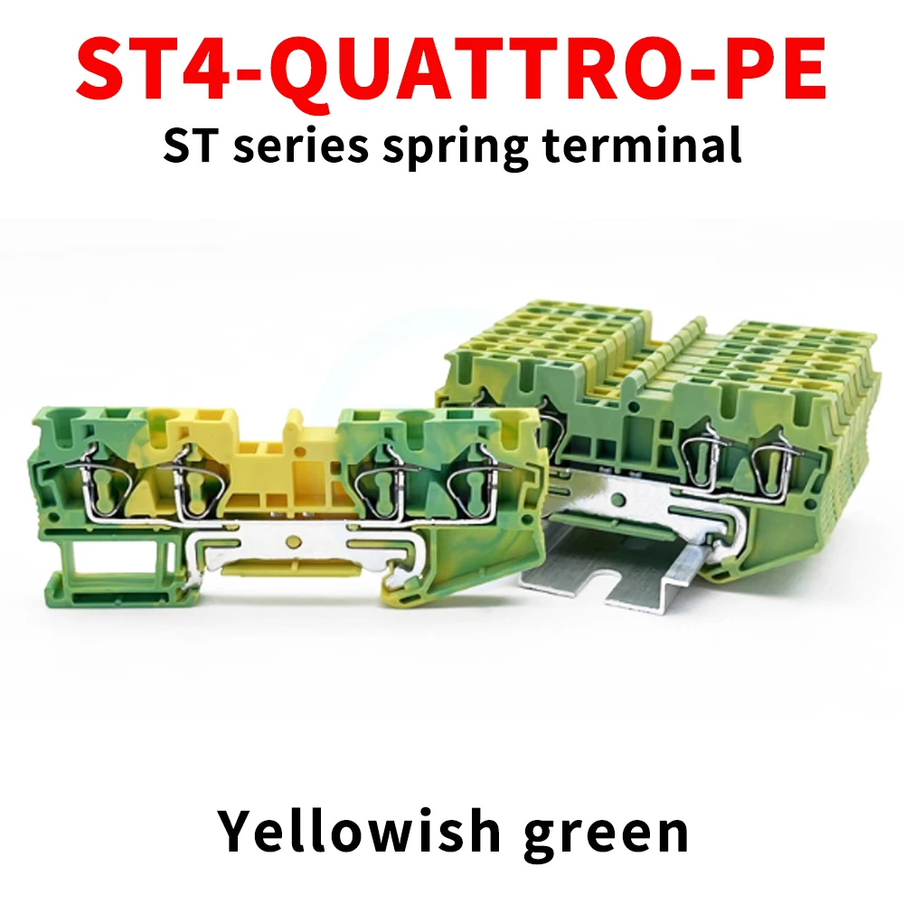 

(10 шт.) ST4-QUATTRO-PE Подпружиненная клеммная колодка быстроразъемного соединения 2/2 с прямой вставкой для рейки, два входа/два выхода ST4QUATTRO-PE