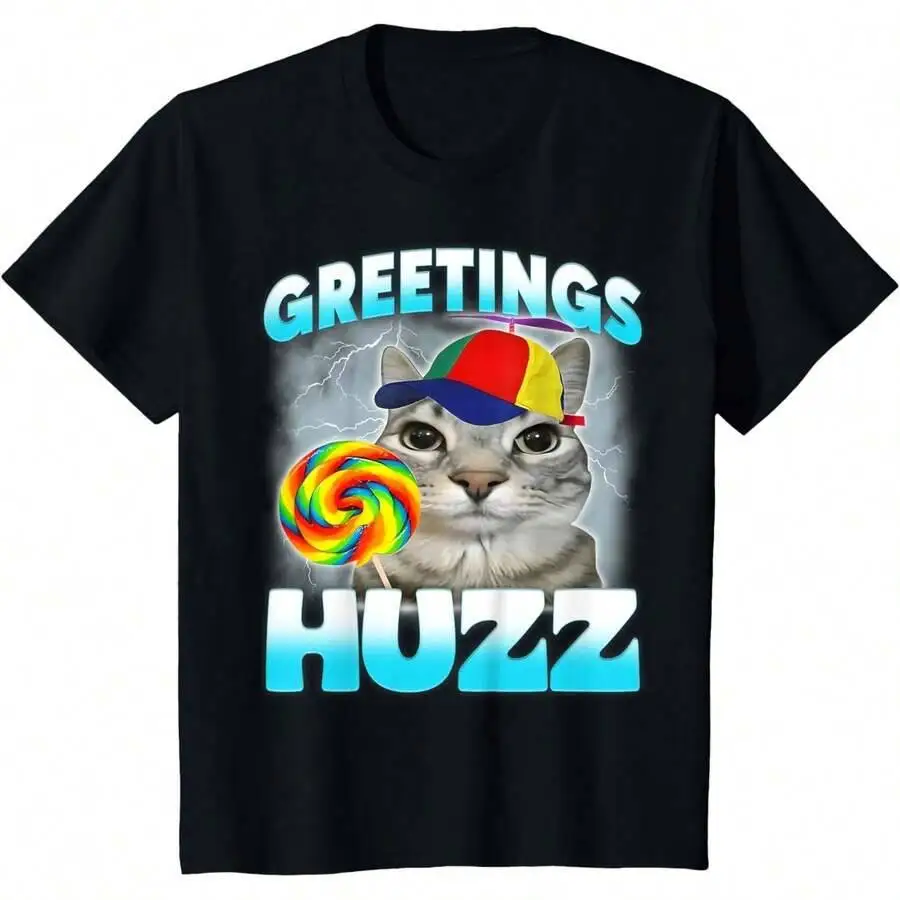 Cat Meme Funny T-Shirt 100% Cotton Trendy Y2K Short-Sleeve Tee-Soft, Quick-Drying, Moisture-Wicking; Ideal Sports Casual Wear;