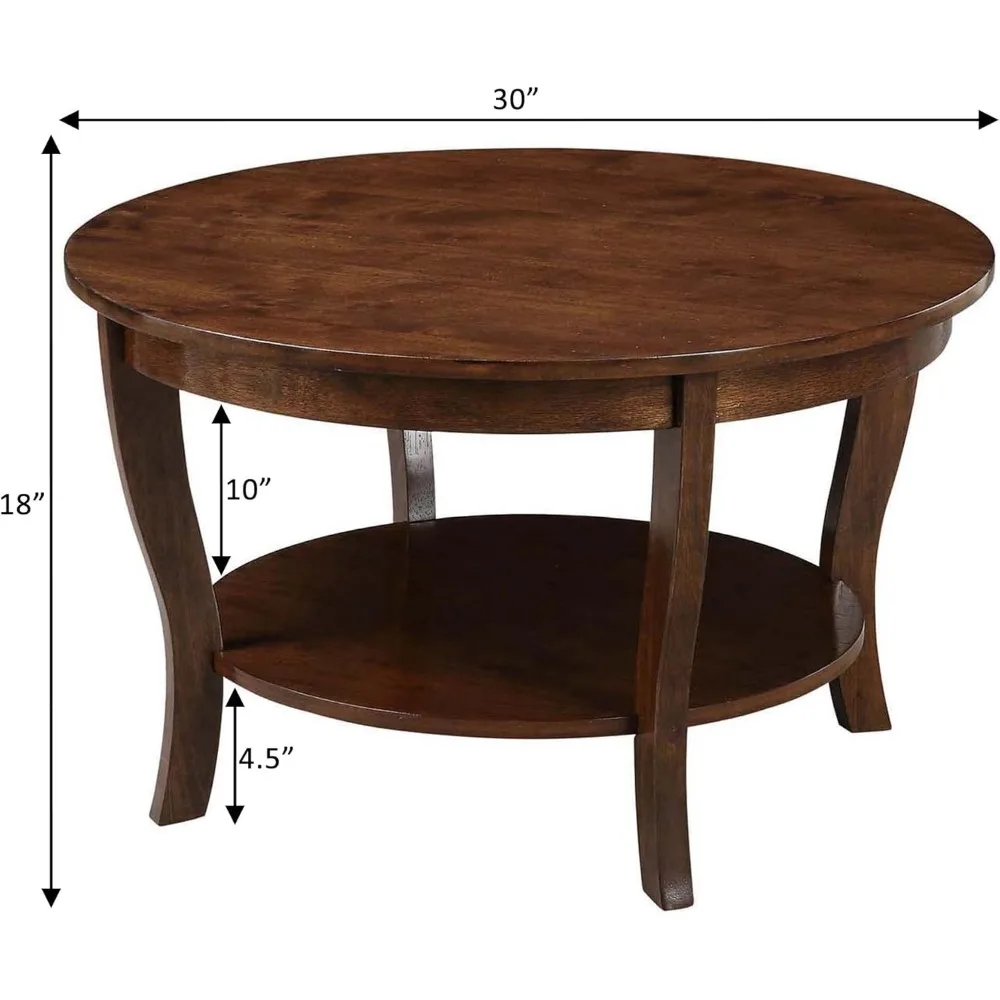 American Heritage Table basse ronde avec étagère, Convenance Concepts, Tables expresso, 30(L) x 30(L) x 18 "(H)