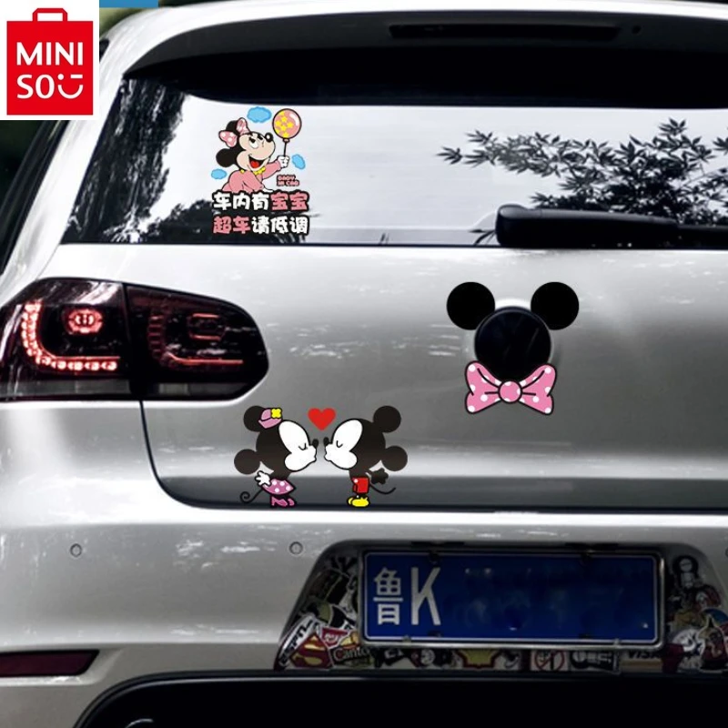 

MINISO Disney Cartoon Anime Mickey Creative Car Stickers Scratch Covering Reflective Mirrors Body Decoration Car Accessories