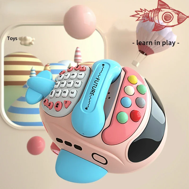 

Children's Multifunctional Bilingual Plane Projection Ground Mouse Telephone Story Machine Baby Mobile Phone Educational Toys