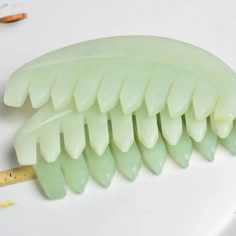 Jade Massage Comb Gua Sha Board Stone Body Massage Brush Scalp Massager Meridian Comb Head Beauty Tool Head Massager Hair Brush