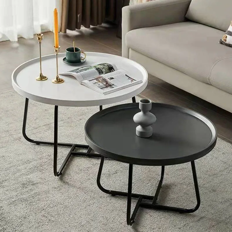 Living Room Center Table Nordic Tea Tables Simple Round Coffee Tables Modern Lounge Side Table Round Creative Combination Table