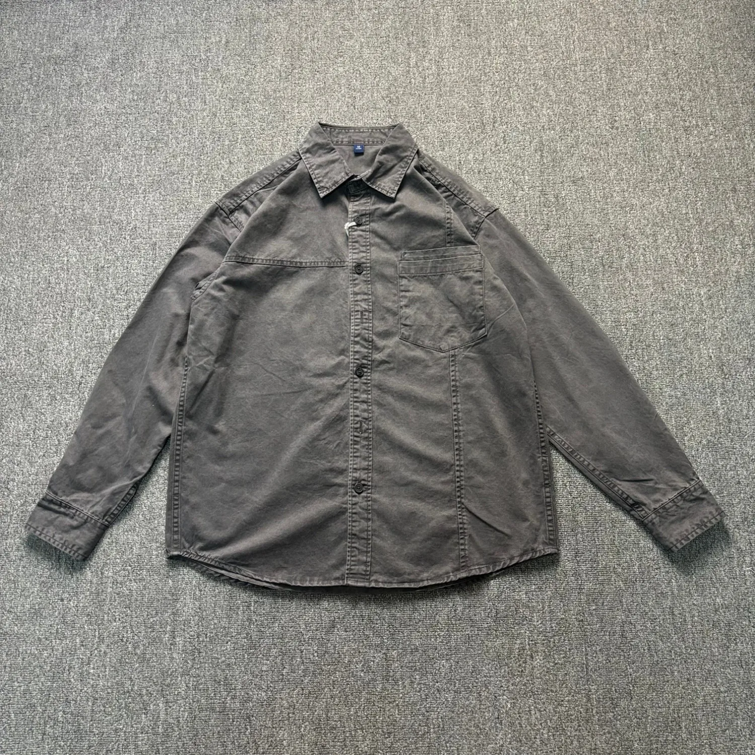 Autumn new retro men's patchwork long-sleeved shirt work shirt jacket loose casual top