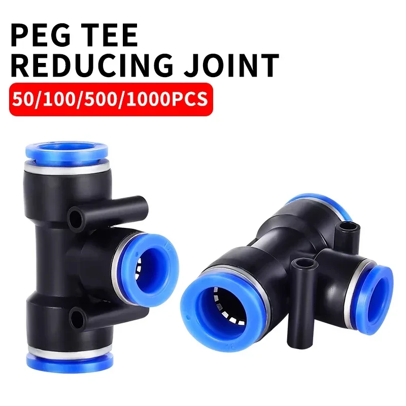 

Pneumatic fitting PEG T-type Reducing Tee Straight Through 4 to 12mm plastic hose quick couplings