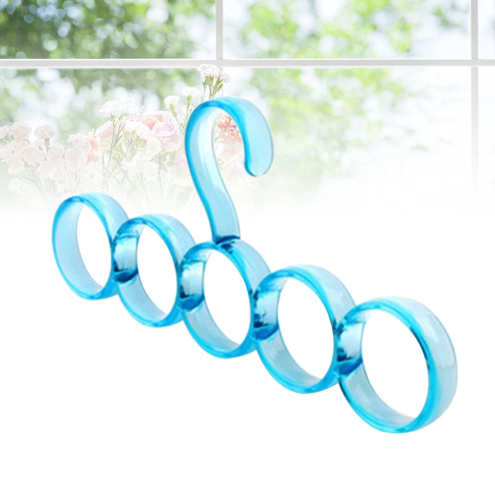 

5 Rings Clothes Hanger Circle Shape Blue Scarf Rack Bathrobe Organizer Display Slots Holder Space Saver Sturdy Quality