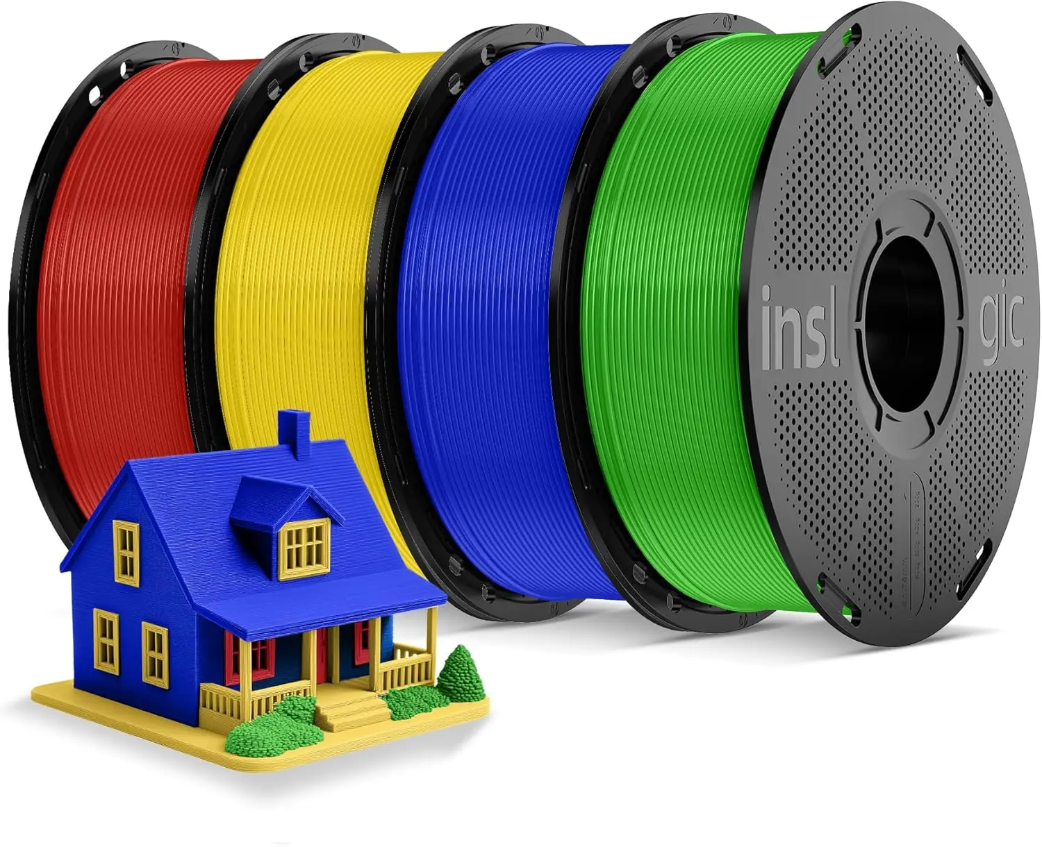 

Pre-Dried 4kg PLA Pro Filament Bundle, Strong & Tough PLA Pro 1.75mm ±0.02mm, Reusable Spool, 4×1kg (Red+Yellow+Blue+Green)