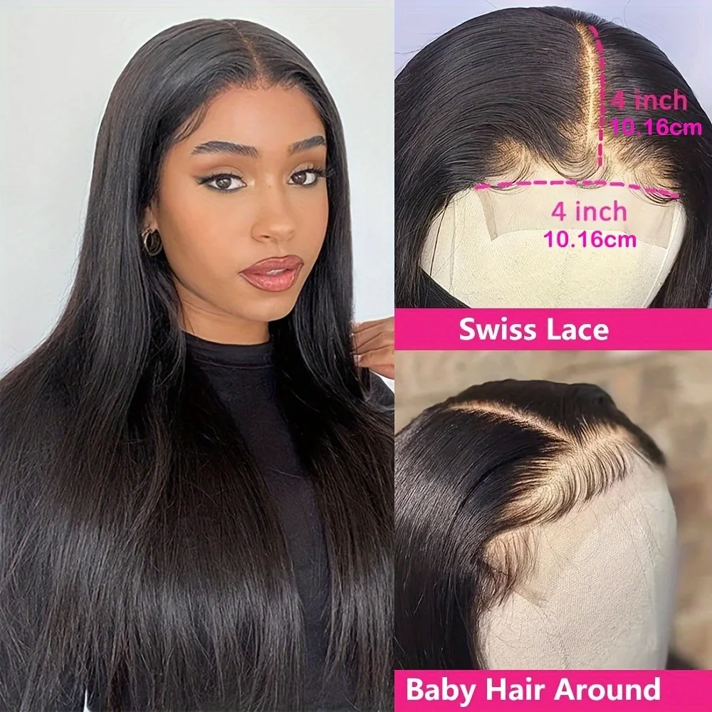 

4x4 Lace Front Human Hair Wig Straight Transparent Lace Front Hair Wigs for Women Pre Plucked 180% Glueless 4x4 Lace Closure Wig