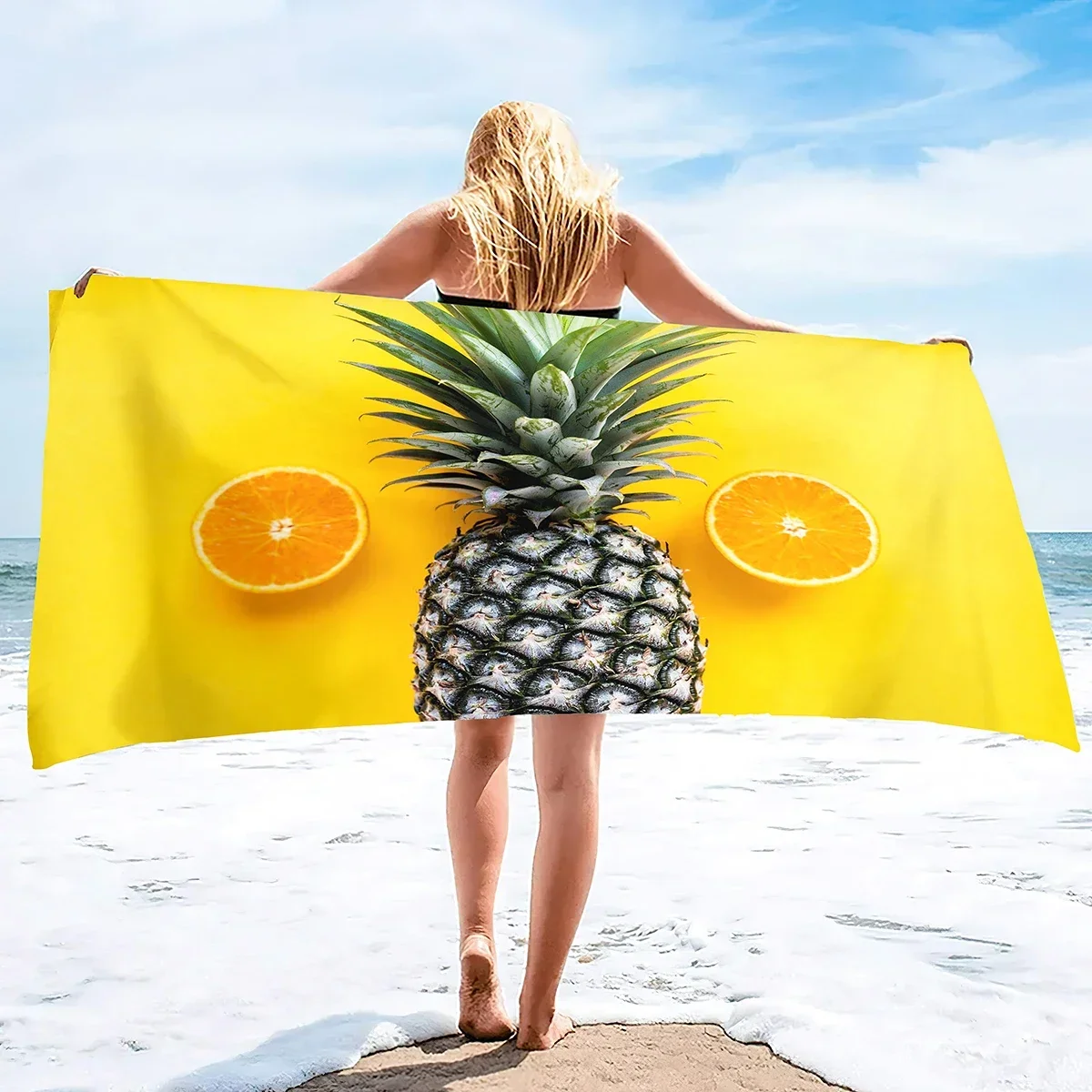 Pineapple Beach Towel ,Lightweight Microfiber Absorbent Quick Dry Sand Free Blanket Towels,Soft Pool Travel Bath Swim Towels