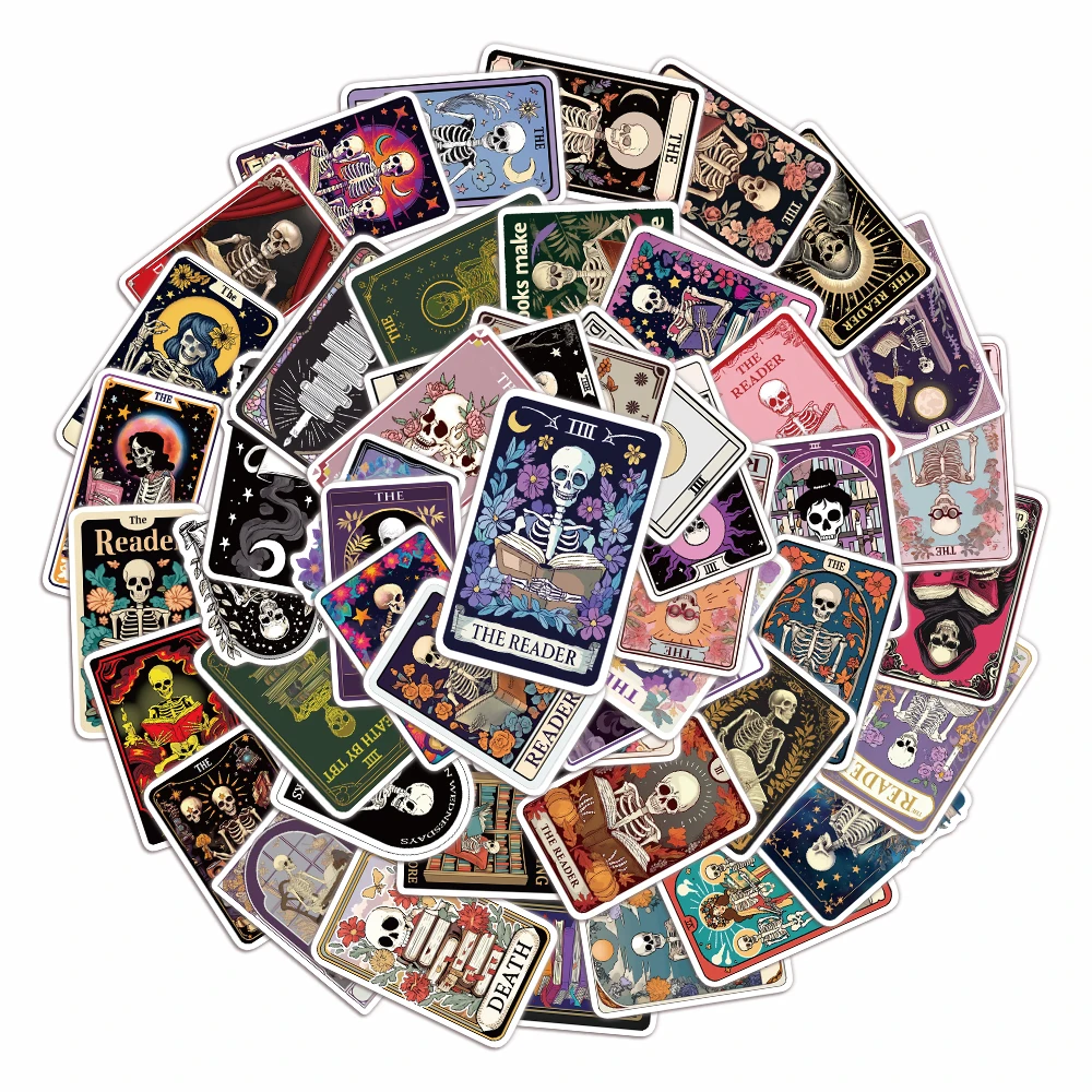 50PCS Retro Reader Dust Tarot Card Graffiti Notebook Computer Desk Account Decoration Waterproof Adhesive Sticker