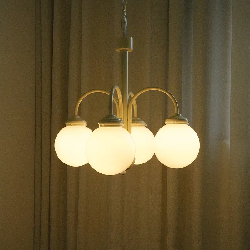 Middle Chinese French Vanilla Beige Ball Nordic Vintage Bedroom Study Cloakroom Chandelier