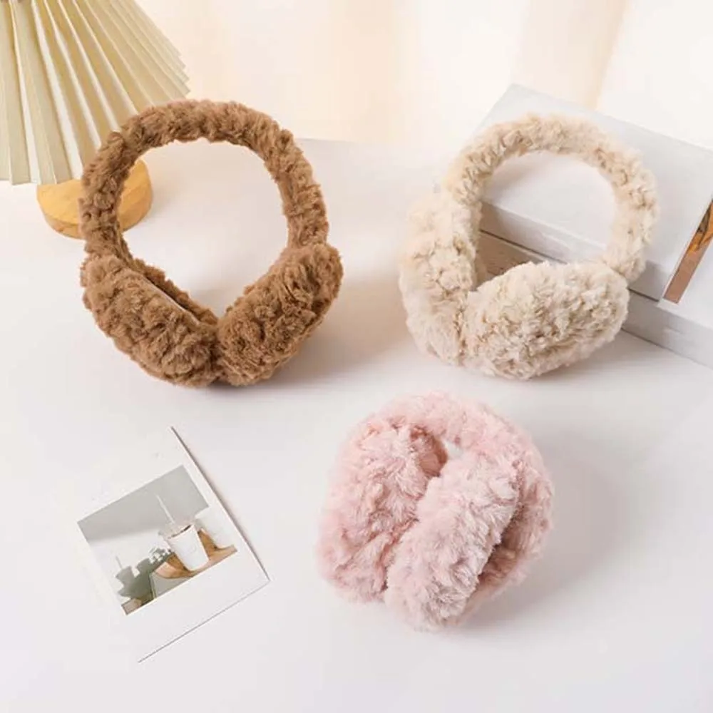 Comfortable Windproof Solid Color Earmuffs Soft Korean Style Foldable Ear Cover Ear Warmers Winter Thicken Earflap Outdoor