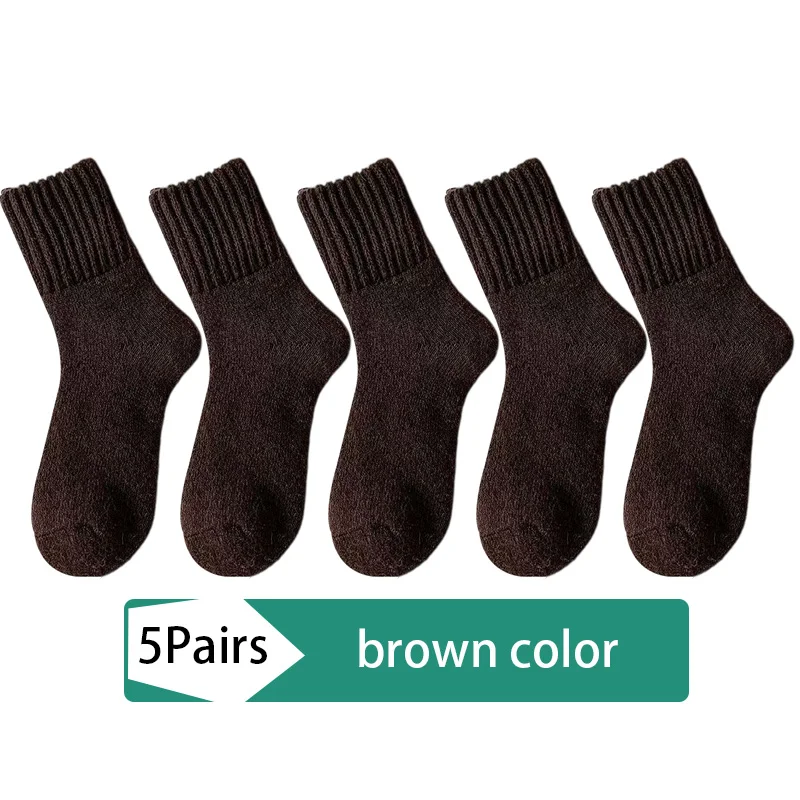 5 Paar Damen-Winter-Warmsocken, knöchelhoch, mit Fleece gefüttert, dick, kältebeständig, einfarbig, lockere Passform, hohe Qualität. – Detail 10