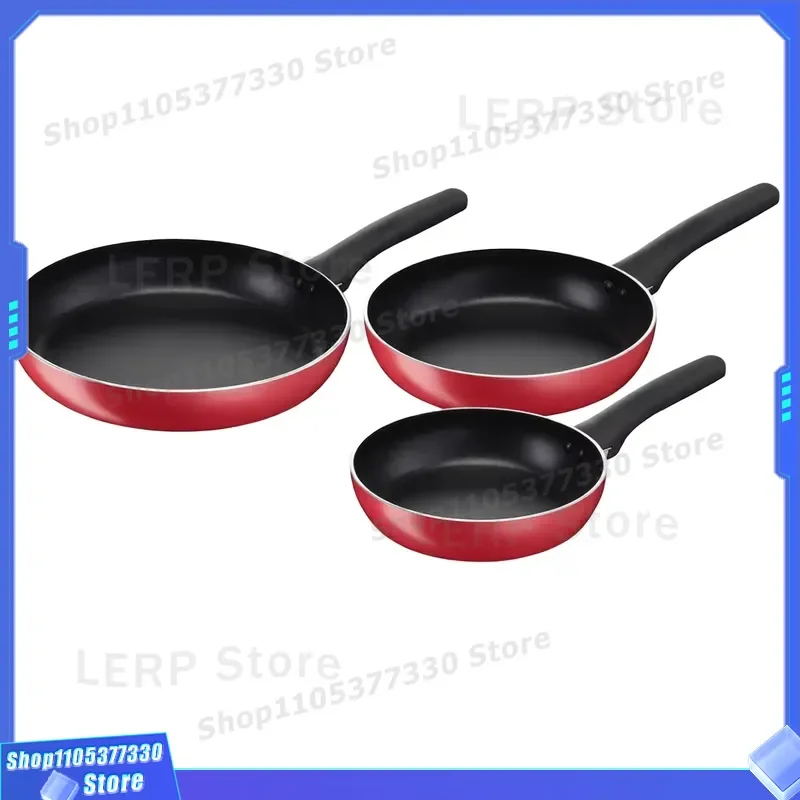 3 Piece Non Stick Aluminum Cookware Set Red Luxury Healthy Pots Pans For Induction Gas Stove Oven Safe Kitchen Cooking Tools