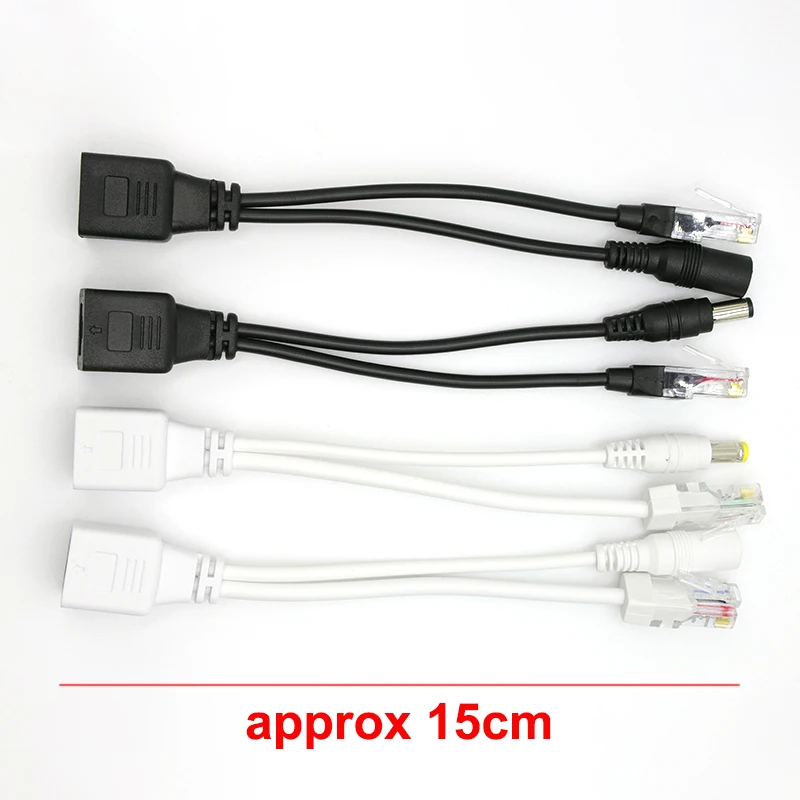 1pcs/1Pair POE Splitter RJ45  Cable Power Over Ethernet Adapter Injector Splitter DC 12V IP Camera