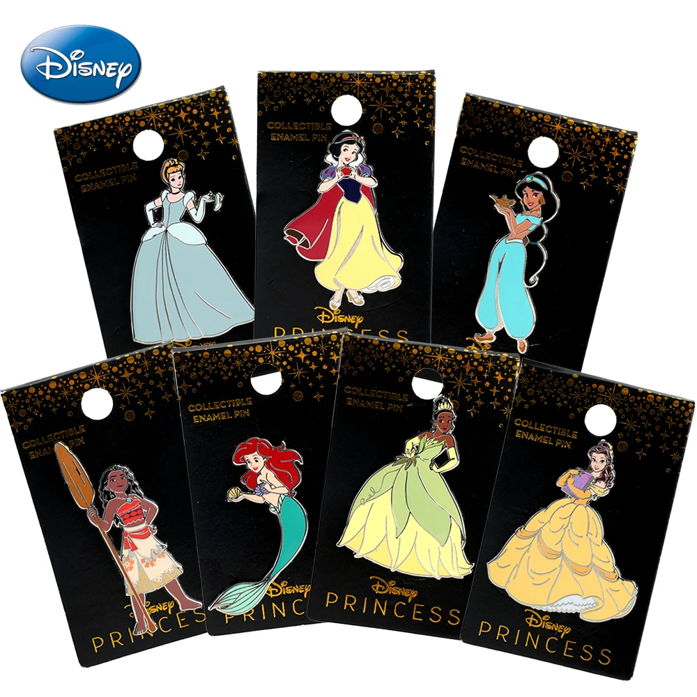 1PC Disney Pins Collectible Enamel Princess Brooches Snow White Cinderella Ariel Tiana Moana and Other Valentine's Day Gifts