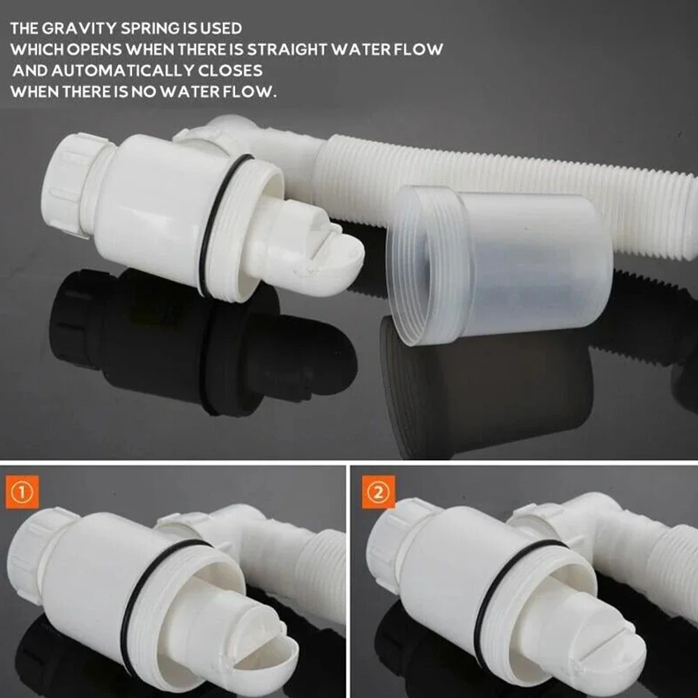 Launch Pipeline Sewer Drain Pipe White 1* 32mm(1.26 In) / 45mm(1.77 In) ABS Arbitrary Bending Easy Installation