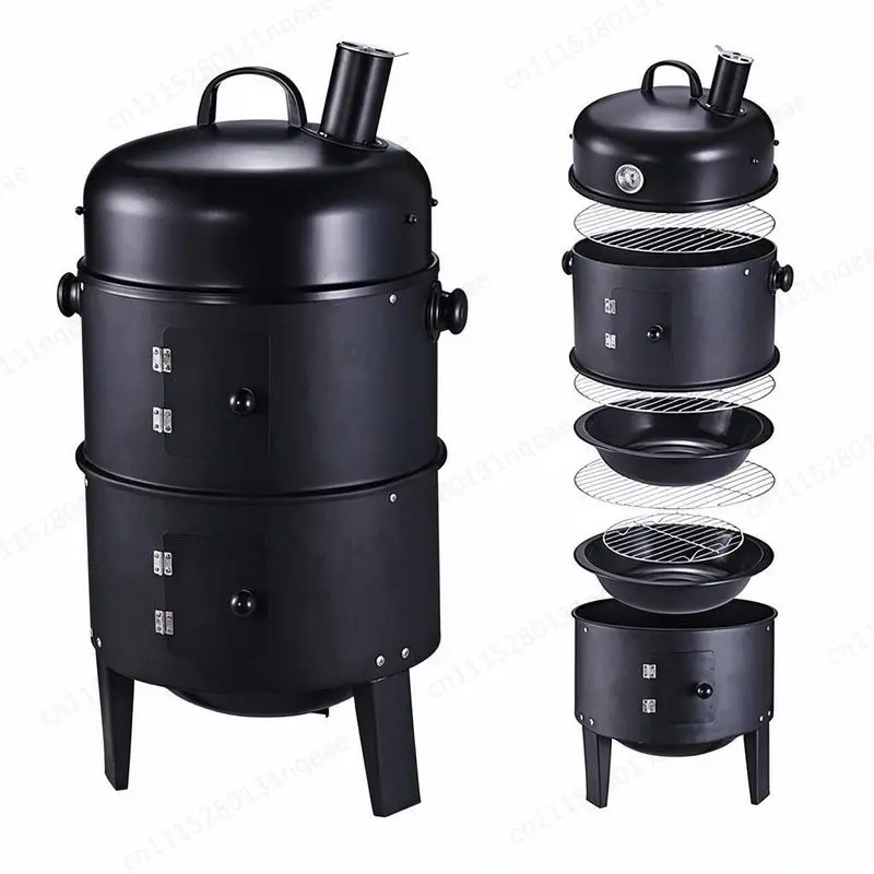 Outdoor Charcoal Grill Hot Pot Table Upright Barrel Korean Pellet