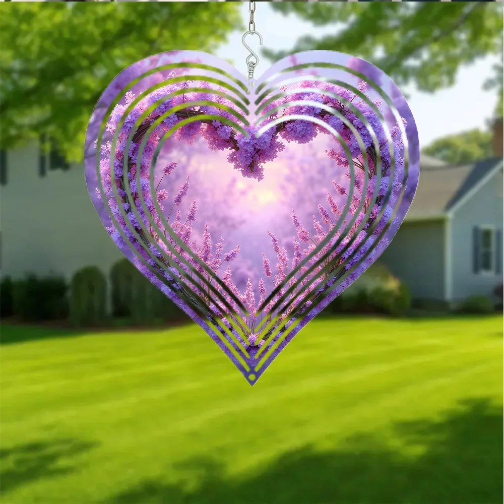 2D Flat, 1pc Metal Wind Chime, Hanging Ornaments, Tranquil Lavender Dream - Delicate Petals & Vibrant Hues in Soft Pastel Light