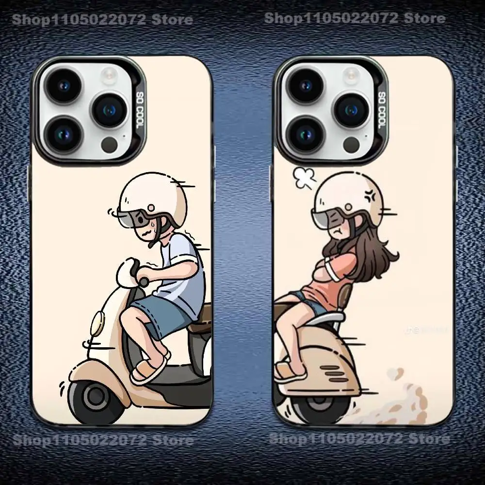 

Cute Boy Gir Paired Couple Funny Phone Case For iPhone 17,16,15,14,13,12,11 Pro Max Plus Colorful Gradient Soft TPU Back Cover