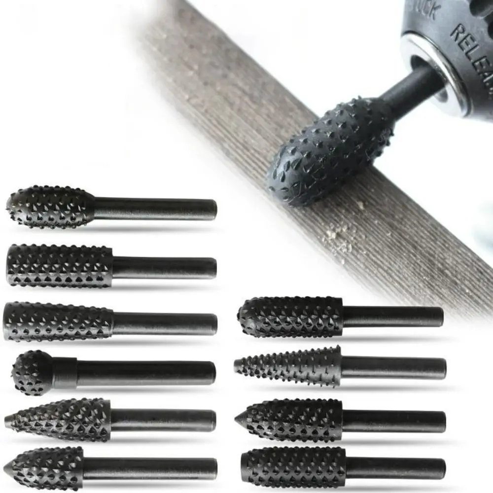 

20 Pcs Woodworking Grinding Accessories Set Wood Drilling Deburring Electric Grinding Head Tool Black Carving Rotary Rasp File