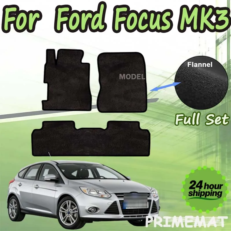PRIMEMAT "3D-Gummi-Autoteppiche für Ford Focus MK3 Schräghecklimousine Kombi (2010-2018) – Schwarz, passend für Teppiche und Bodenmatten