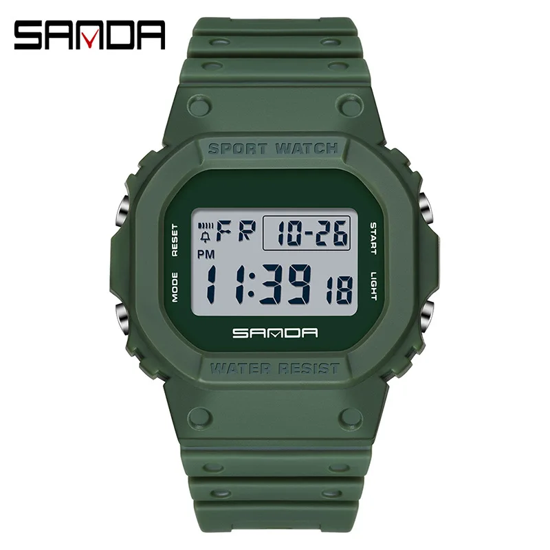 SANDA 2107 Men\'s Electronic Watch Creative Sports Waterproof Luminous Date Digital  Wristwatches for Student Watches Gift