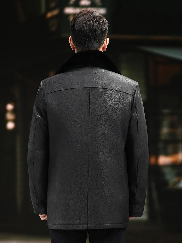 เสื้อโค้ทหนังแท้บุขนมิงค์แท้สำ - Leather Work Jacket Mens บทวิจารณ์และราคา