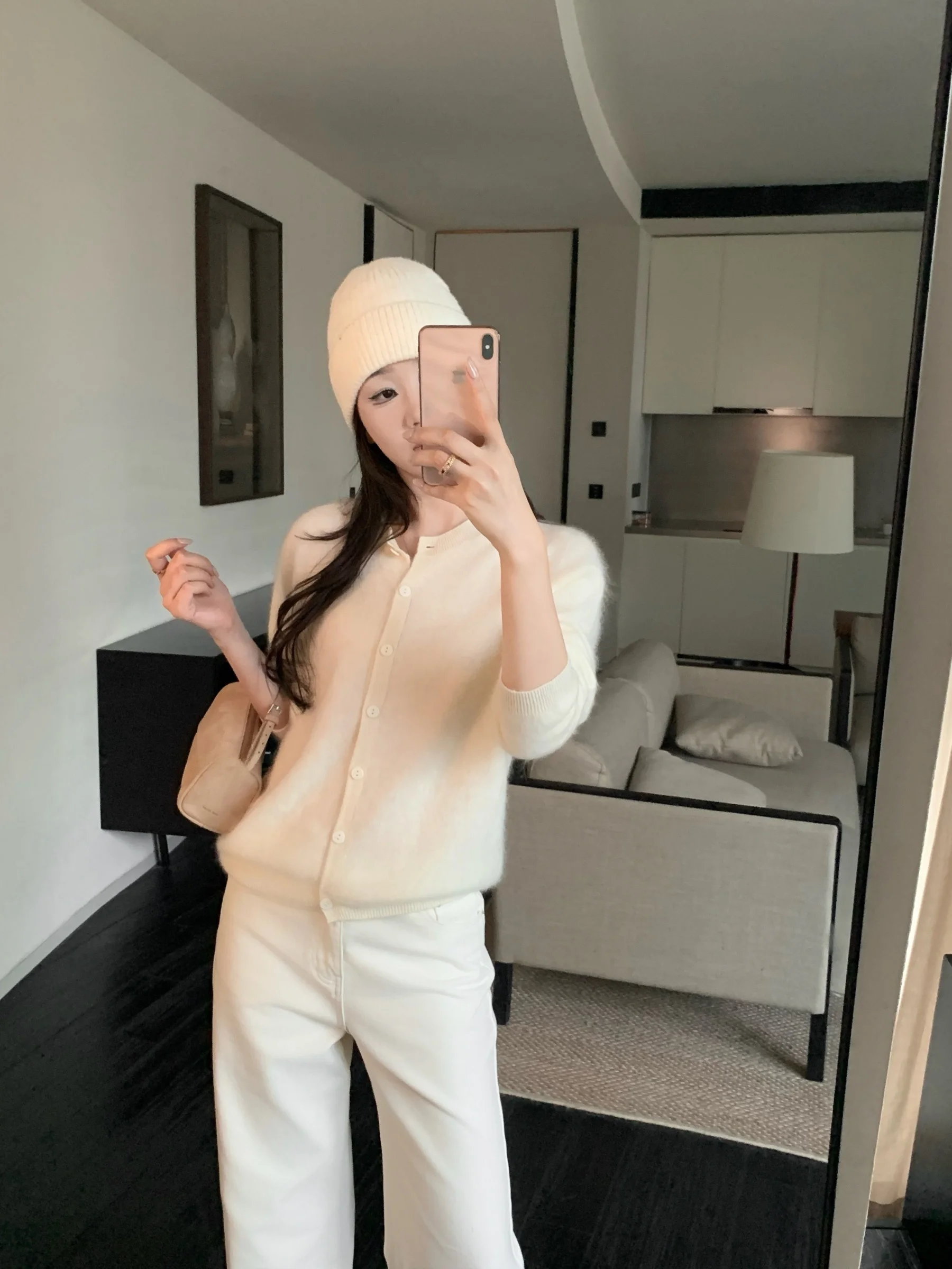 

Женский мягкий кардиган 5werkwen из молочного флиса, шерстяной пуловер с круглым вырезом, вязаное пальто с длинными рукавами для повседневной носки