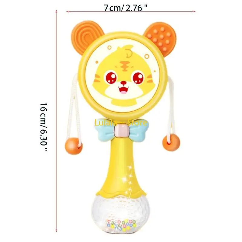 Y4QA Baby Musical Rattle Drum Toy Ring Lovely Electric Toy com som embutido Infantic Teether Grab Leangrem Toy