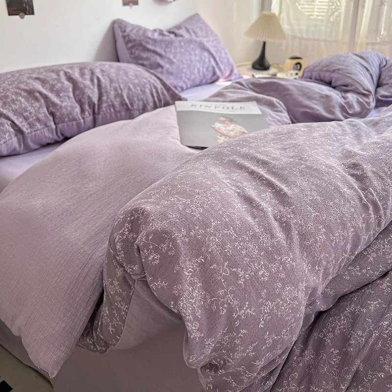1pc Double-layer Gauze Duvet Cover Single/Queen/King Size Housse De Couette 220x240cm Retro Style Flower Quilt Cover 이불커버