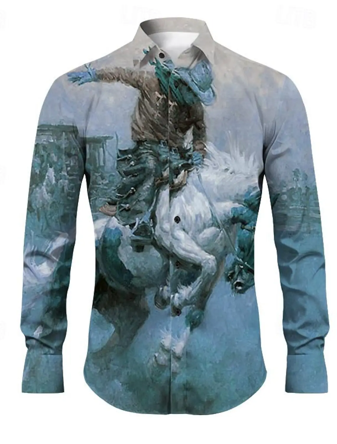 Cowboy Men\'s Vintage Tribal Western Shirt Outdoor Street Casual Daily Fall & Winter Turndown Long Sleeve Blue Purple Brown Shirt
