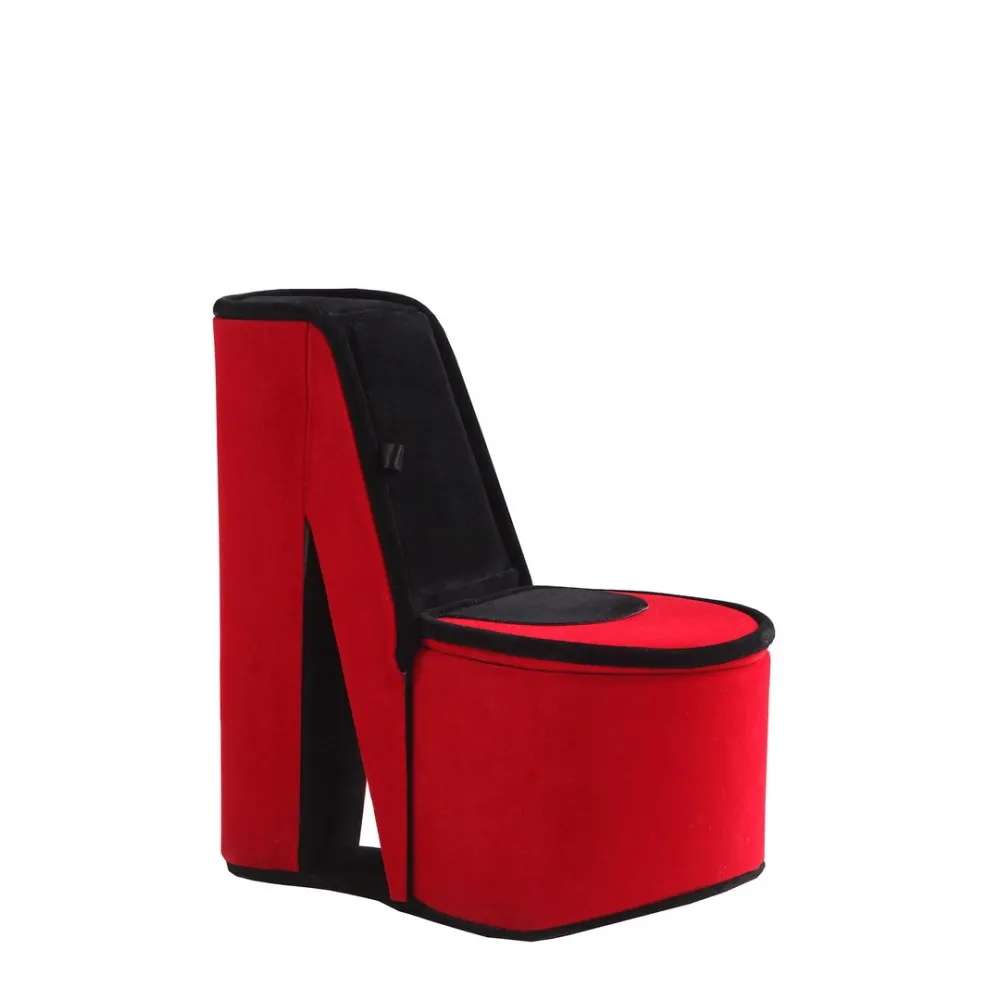 

9" Tall Display Jewelry Box with Hidden Storage, High Heel Shoe Design, Red Velvet